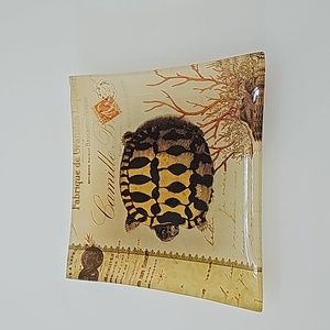 Glass decorative 6" turtle plate by Two's Company perfect for soap or trinkets